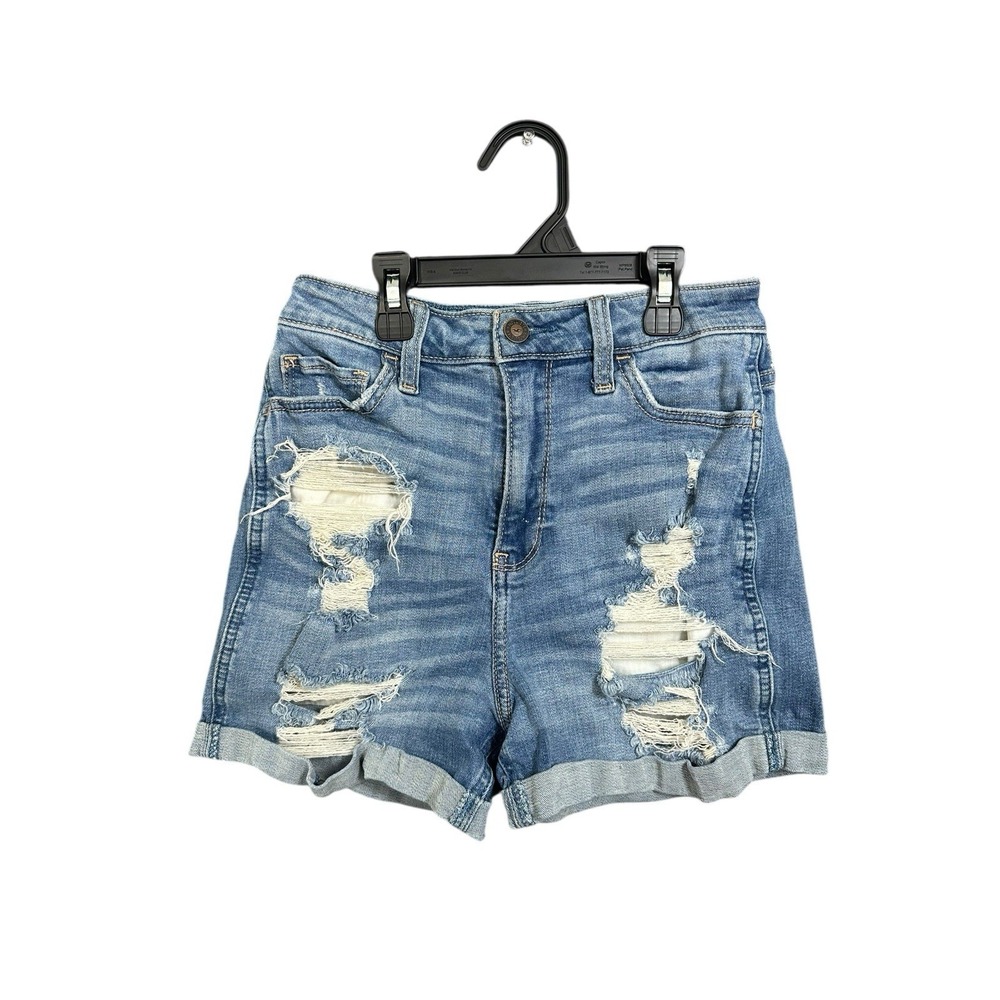 Hollister Curvy‎ Ultra High Rise Mom Shorts 3"  Distressed Denim Jean Size 3 W26